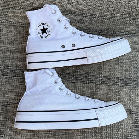 Converse Chuck Taylor All Star Lift Platform Hi-Top White Womens Canvas Sneakers - Picture 4 of 9